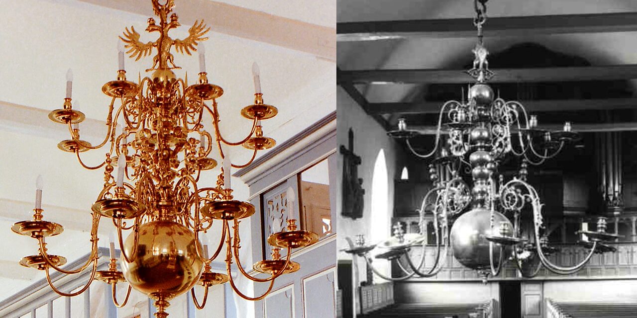 13 Mittelnkirchen Rekonstruktion des großen Leuchters nach einem alten Foto mit Fragmenten